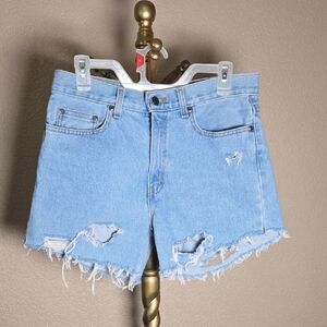 George Light Blue Ripped Jean Shorts